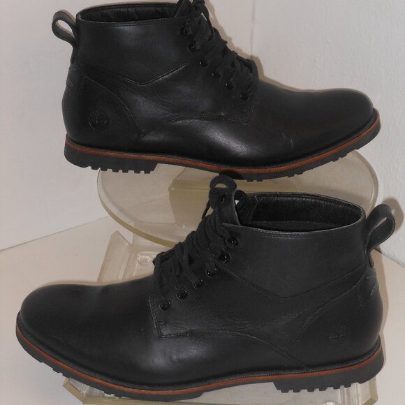 TIMBERLAND BLACK LEATHER ANKLE BOOTS SIZE 10 MEDIUM - Picture 2 of 9